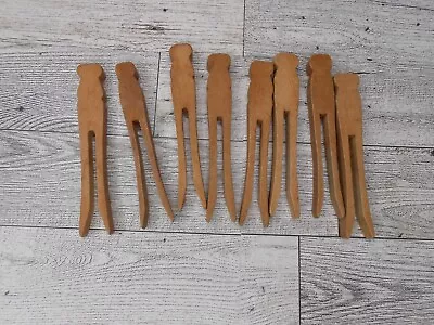 Lot Of 8 Vintage Flat Top Wood Clothes Pins Hangers Wooden Arts Crafts Crafting • $7.99