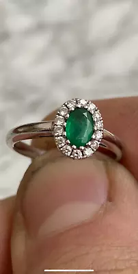 18ct White Gold Emerald And Diamond Ring • £395