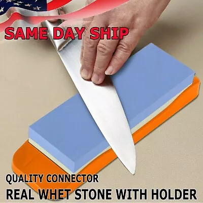 Premium Whetstone Sharpening Stone 1000/3000 Knife Sharpener W/ Plastic Holder  • $9.85