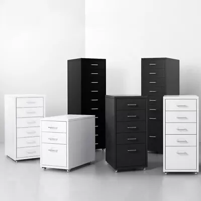 3-10 Drawers Office Filing Cabinet Mobile Under Desk File Cupboard Storages Unit • £45.95