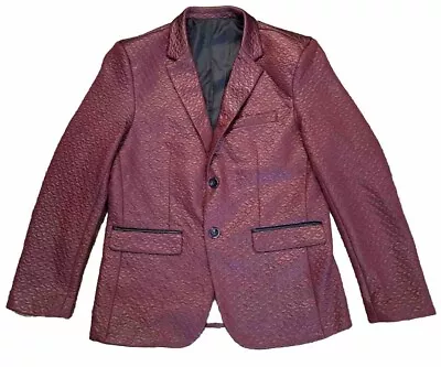 Men's Barabas Burgundy Red Slim Fit Tuxedo Jacket Blazer Bitch Lapel 36-38 Sz Sm • $49