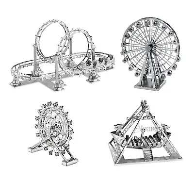 Metal Models Fairground Rides Roller Coaster Ferris 3D Metal Model DIY Kits Gift • £9.95