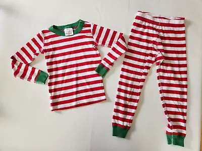EUC HANNA ANDERSSON Christmas Red White Striped Long John Pajamas Size 110 (5) • $22