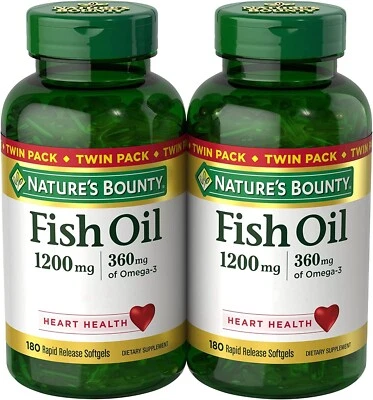 $12 • Buy TWIN PACK Nature's Bounty Fish Oil, Supports Heart Health, 1200 Mg, Softgels