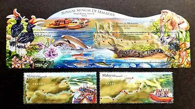 *FREE SHIP Malaysia Rivers 2018 Bird Orchid Monkey Fish Boat (stamp +ms MNH *odd • $9.40