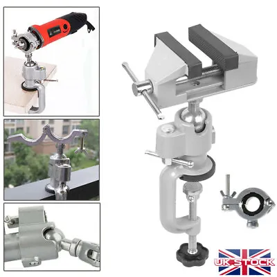 2-in-1 Table Vise Bench Vice Jaw Swivel 360° Clamp Electric Drill Grinder Holder • £12.99