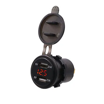 12V/24V 4.2A Dual USB Car Motorcycle Charger Socket Adapter Outlet LED Voltmeter • $7.93