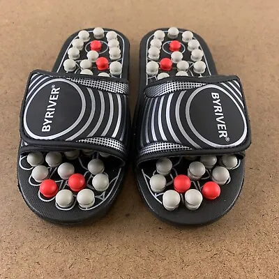 BYRIVER Small (W 7-8.5 M 6-6.5) Black Acupuncture Massage Slide Sandals New • $10.10