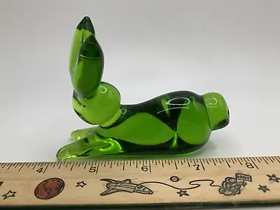 Vintage Art Glass Rabbit Bunny Hand Blown Free Form Paperweight Figurine Green • $17.95