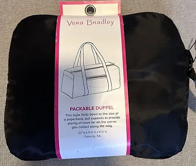 Vera Bradley Packable Duffel Travel Gym Bag Black NEW • $28.44