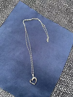 Sterling Silver Swarovski Crystal Elements Heart Pendant Necklace • £5