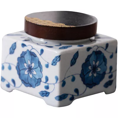  Blue And White Porcelain Tea Caddy Ceramics Delicate Storage Jar Ginger • £17.49