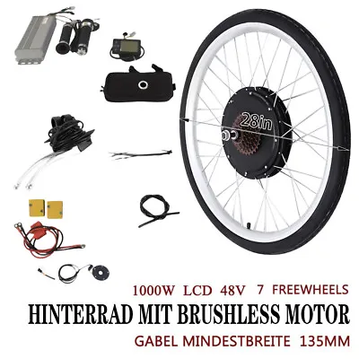 48V 28'' EBike Rear Wheel 1000W Electric Bicycle Hub Motor Conversion W/ LCD Kit • $203.30