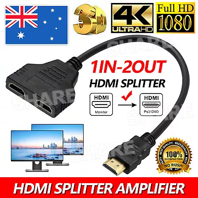 HDMI Splitter 1 In 2 Out Cable Adapter Converter 1080 Multi Display Duplicator • $5.85