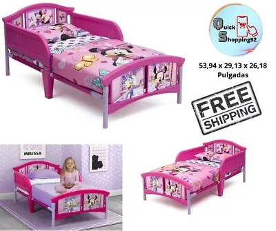 Cama Para Niños De Metal Y Plastico Con Barandillas Con Detalles De Minnie Mouse • $90.99