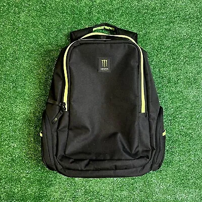 🐊 Monster Energy Backpack Logo Rucksack Promo Laptop Bag Black Green Trim • $38.95