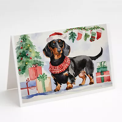 Dachshund Black Tan Christmas Greeting Cards Envelopes Pack Of 8 DAC1341GCA7P • $16.99