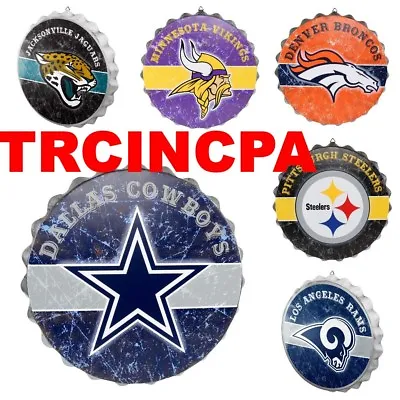 NFL Metal Distressed Bottle Cap Wall Sign-Pick Your Team • $24.99