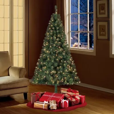 8ft Green PVC Artificial Pre Lit Christmas Holiday Tree W/Stand • $79.99