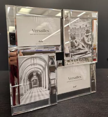 £19.99 • Buy 4 Pictures Multi Aperture Silver Mirror Design Photo Frame With Four 4x6in Apert