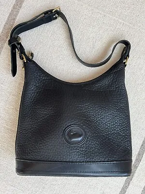 Dooney & Bourke Black Pebbled Leather Zipper Closure Hobo Shoulder Bag - Vintage • $74.99