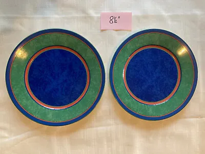 $125 • Buy Laure Japy Terra Nova Bleu Vert Set Of 2 Plates 8.5 “ For Salad Or Dessert