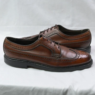 $119.99 • Buy Vtg Florshiem Imperial Dark Brown Wingtips 5 Nail V Cleat Size 8.5 D