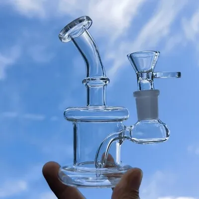 4.5inch Mini Glass Bong Water Pipe Hookah Bubbler Smoking Hand Pipes + 14mm Bowl • $13.29