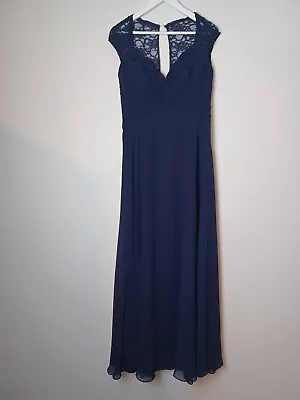 Morilee Madeline Gardner Ruche/Lace Bridesmaid Prom Dress  - Navy - UK 20 • £29.99