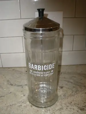 Genuine Vintage Barbicide Large 9.5  Disinfecting Jar Barber Shop King Research • $17.99