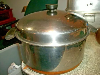 Vintage Revere Ware 6 Quart Stainless Steel Stock Pot/Dutch Oven With Dome Lid  • $42.99