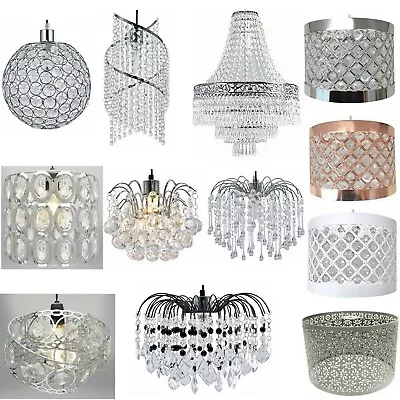 Modern Chandelier Ceiling Light Shades Acrylic Crystal Droplet Pendant Lampshade • £19.90