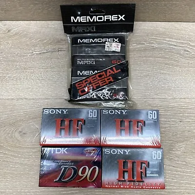 Lot Of 6 Sony Memorex TDK  90 & 60 Min Blank Audio Cassette Tapes • $12