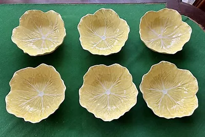 Set Of 6 Bordallo Pinheiro Yellow Cabbage 6.75” Bowls Read Description. • $49.99