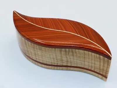 Handmade  FEATHER  Shaped Gift Box/Trinket Box With Curly Maple And Pau Rosa • $174.95