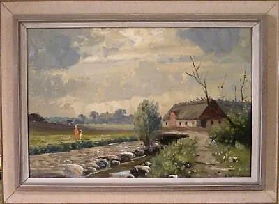 Henning Bjardam! Landscape With Farmhouse And Figures • $99