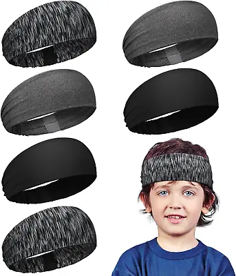 6 Pieces Kids Boys Headbands Athletic Sports Sweatbands Elastic Simple Style • $19.82