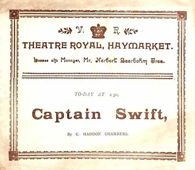 *great Actor Herbert Beerbohm Tree 1894 Captain Swift Program Haddon Chambers*  • $39.99