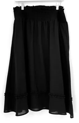 BNWT SCARLET DARKNESS Black Elasticated Waist Gothic Midi Skirt UK2XL CG W34 • £7.99