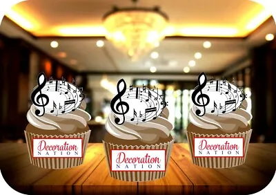 Musical Notes Circle 12 Edible STANDUP Cake Toppers Decoration Birthday Music  • £3.79