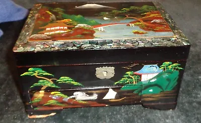 £33 • Buy Vintage Wooden Oriental Style Musical Jewellery Box With Key