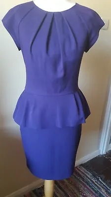 Miss Selfridge Purple Pencil Peplum Dress Size 8 • £4.99