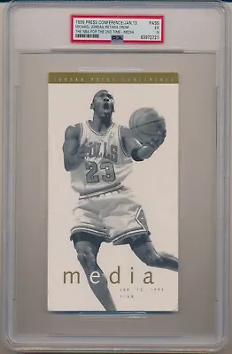 Michael Jordan 2nd NBA Retirement Press Conference Media Pass 1/13/99 Bulls PSA • $529.32