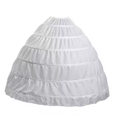  Full 6 Hoop Skirt Floor Length Crinoline Underskirt One Size 6 Hoops-white • $44.63