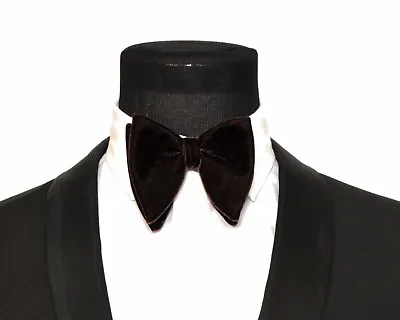 Mens FERUCCI Oversized Bow Tie - Brown Velvet Bowtie Mens Big Bow Tie • $29.99