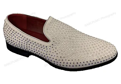 Men's Dress Shoes Rhinestone Stage Tuxedo Loafer Fashion Slip On Formal Glitter • $35.90