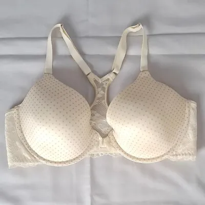 Maidenform One Fab Fit T-Back Extra Coverage Underwire T-Shirt Bra Ivory 36C • $12