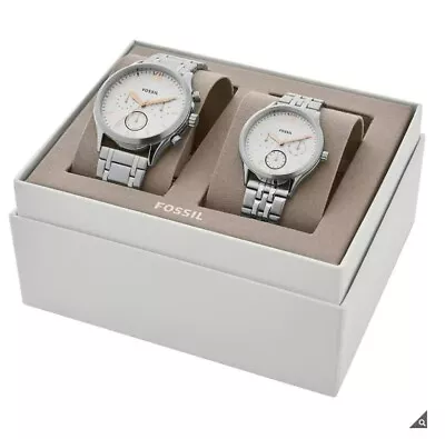 New Fossil His And Her Fenmore Multifunction Stainless Steel Watch Gift Set BQ24 • $386.99