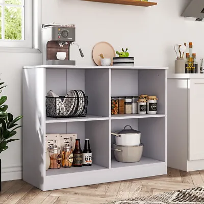 Wood Sideboard Storage Cabinet Cupboard W/4 Open Shelves Living Room Furniture • £55.95