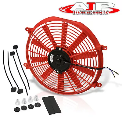 12  12V 2250RPM Red Electric Engine Motor Intercooler Radiator Fan Kit Universal • $26.99